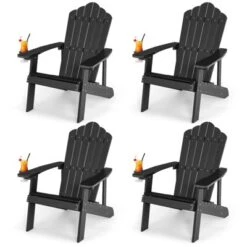 Tangkula 4PCS Adirondack Chair HIPS Adirondack Chair W/Cup Holder Realistic Wood Grain Weather Resistant Outdoor Chair For 380 LBS Weight Capacity Black/Navy/White/Teak/Dark Green/Red/Light Grey/Yellow -Tangkula Shop GUEST d56ac61d 6cb3 4708 ad46 83f29b3c237b
