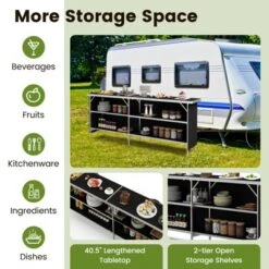 Tangkula Portable Bar Table Folding Camping Table W/ Aluminum Alloy Frame 2-Tier Shelves -Tangkula Shop GUEST d5a704ff 90c8 41f0 824a 5996d2b22588