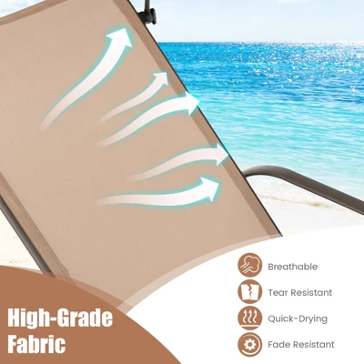 Tangkula Set Of 2 Heavy-Duty Chaise Lounge 5-Level Adjustable Patio Recliner Canopy 2 Tangkula Set Of 2 Heavy-Duty Chaise Lounge 5-Level Adjustable Patio Recliner Canopy - Image 2