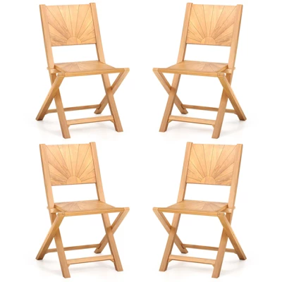 Tangkula 4 PCS Folding Patio Chairs W/ Inclined Backrest Teak Wood Outdoor Dining Chairs 10 Tangkula 4 PCS Folding Patio Chairs W/ Inclined Backrest Teak Wood Outdoor Dining Chairs - Image 10