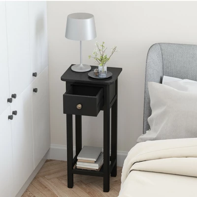 Tangkula 2 Tier End Bedside Sofa Side Table With Drawer Shelf Acacia Wood Nightstand Black 1 Tangkula 2 Tier End Bedside Sofa Side Table With Drawer Shelf Acacia Wood Nightstand Black
