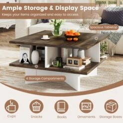 Tangkula 2-Tier Square Coffee Table W/ Storage Farmhouse Modern Accent Table Center Table 15 Tangkula 2-Tier Square Coffee Table W/ Storage Farmhouse Modern Accent Table Center Table -Tangkula Shop GUEST d75757eb 720a 48c2 aaf8 42c14d5230a8
