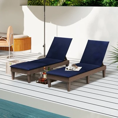 Tangkula 2-Piece Patio Recliner Lounge Chair Set with Navy Blue Cushions 1 Tangkula 2-Piece Patio Recliner Lounge Chair Set with Navy Blue Cushions