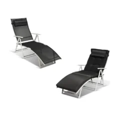 Tangkula 2-Piece Adjustable Folding Chaise Lounge Chair Set with Cushions