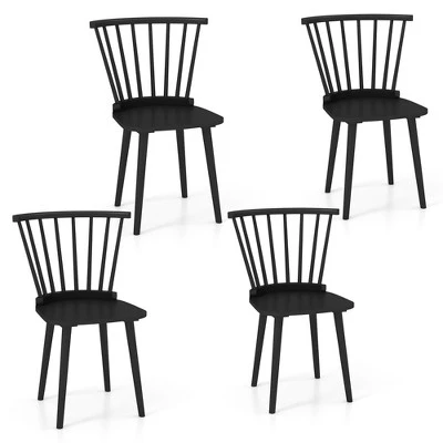 Tangkula 4 PCS Dining Chair Windsor High Spindle Back Wood Kitchen Chairs W/ Rubber Wood Frame 10 Tangkula 4 PCS Dining Chair Windsor High Spindle Back Wood Kitchen Chairs W/ Rubber Wood Frame - Image 10