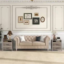 Tangkula Nightstand W/ 2 Drawers Farmhouse Bed Side Table W/ Open Storage Shelf -Tangkula Shop GUEST d7bb6ae2 233e 4888 a41b 8fd2f38b18bb