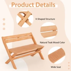 Tangkula Teak Wood Folding Outdoor Bench – Durable 2-Person Patio Loveseat 8 Tangkula Teak Wood Folding Outdoor Bench – Durable 2-Person Patio Loveseat -Tangkula Shop GUEST d7da9f52 f019 4d29 8d58 d86587075ed3