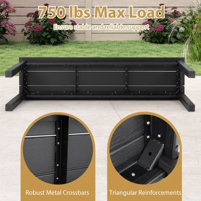 Tangkula 2PCS 55" HDPE Outdoor Bench Weatherproof Backless Patio Garden Bench 6 Tangkula 2PCS 55" HDPE Outdoor Bench Weatherproof Backless Patio Garden Bench - Image 6