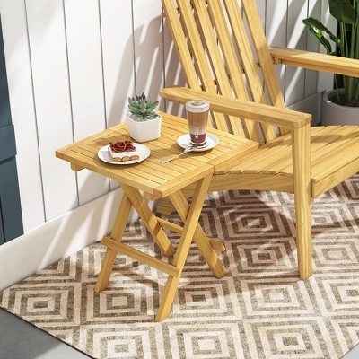 Tangkula Patio Folding Side Table W/X-shaped Legs Slatted Tabletop For Backyard Outdoor 3 Tangkula Patio Folding Side Table W/X-shaped Legs Slatted Tabletop For Backyard Outdoor - Image 3