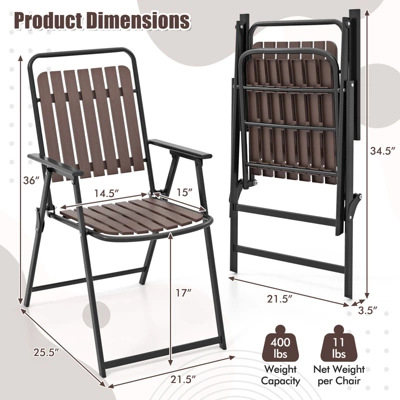 Tangkula 4-Piece Portable Patio Folding Chairs with Heavy-Duty 400 lbs Capacity 8 Tangkula 4-Piece Portable Patio Folding Chairs with Heavy-Duty 400 lbs Capacity - Image 8