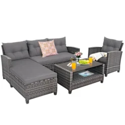 Tangkula 4-Piece Patio Rattan Furniture Set with Wicker Sofa, Lounge, and Table 8 Tangkula 4-Piece Patio Rattan Furniture Set with Wicker Sofa, Lounge, and Table -Tangkula Shop GUEST d82c851c 6944 4b81 b5fb 552749f100b0