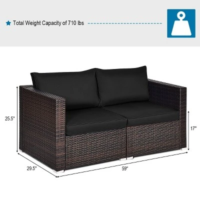Tangkula 2-Piece Patio Wicker Corner Sofa Set with Removable Cushions 3 Tangkula 2-Piece Patio Wicker Corner Sofa Set with Removable Cushions - Image 3