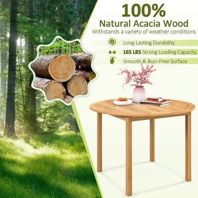 Tangkula 5 PCS Patio Dining Set Round Acacia Wood Table 4 Wicker Armchairs Outdoor Garden 3 Tangkula 5 PCS Patio Dining Set Round Acacia Wood Table 4 Wicker Armchairs Outdoor Garden - Image 3