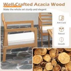 Tangkula 4 PCS Wood Patio Conversation Set Patio Furniture Set W/Seat Cushions Sturdy Acacia Wood Frame -Tangkula Shop GUEST d843b3ce 015b 43d6 8b53 98829c7028f8