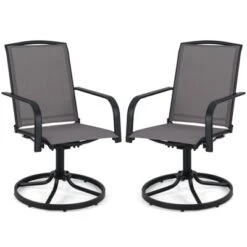 Tangkula Patio Swivel Chairs Set Of 4 W/ High Back & Round Metal Base For Backyard -Tangkula Shop GUEST d8699305 9028 4fb1 83b7 137dd7fbd4d9