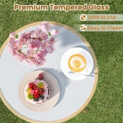 Tangkula 3-Piece Outdoor Patio Bistro Set with PE Wicker Conversation Chairs and Glass Table -Tangkula Shop GUEST d86fa949 c9f4 4215 a9eb ab54b563fcdd