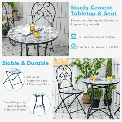 Tangkula 28.5" Patio Mosaic Round Bistro Table with Ceramic Tile Top 4 Tangkula 28.5" Patio Mosaic Round Bistro Table with Ceramic Tile Top - Image 4