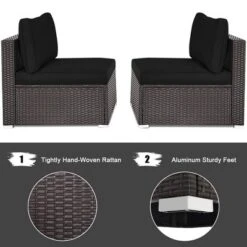 Tangkula 2PCS Patio Sectional Armless Sofas Outdoor Rattan Furniture Set W/ Cushions Black 16 Tangkula 2PCS Patio Sectional Armless Sofas Outdoor Rattan Furniture Set W/ Cushions Black -Tangkula Shop GUEST d898e1c2 33a8 4142 a49c a9cc9c5107b1