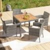 Tangkula Outdoor PE Wicker Chairs Set Of 4 Patio Dining Armchairs W/ Padded Cushions