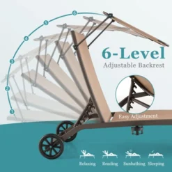 Tangkula Outdoor Chaise Lounge Chair with Adjustable Canopy & Wheels -Tangkula Shop GUEST d8b47587 909d 42c1 8444 f102ee84d8eb