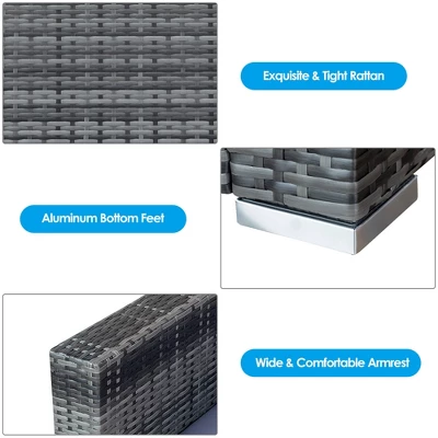 Tangkula 3PCS Rattan Patio Conversation Set Outdoor Furniture Set W/ Table Cushion 6 Tangkula 3PCS Rattan Patio Conversation Set Outdoor Furniture Set W/ Table Cushion - Image 6