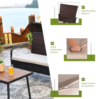 Tangkula 4PCS Cushioned Rattan Patio Conversation Set Outdoor Furniture Set 7 Tangkula 4PCS Cushioned Rattan Patio Conversation Set Outdoor Furniture Set - Image 7