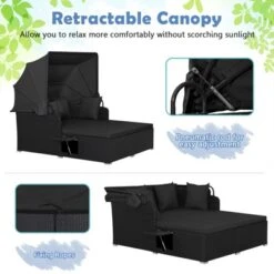 Tangkula Patio Rattan Daybed With Retractable Canopy Wicker Sun Lounger With 2 Foldable Side Panels Thick Seat & Back Cushions 16 Tangkula Patio Rattan Daybed With Retractable Canopy Wicker Sun Lounger With 2 Foldable Side Panels Thick Seat & Back Cushions -Tangkula Shop GUEST d9300ac2 189c 4506 ab43 9b5b99ba56ba
