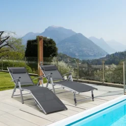 Tangkula 2PCS Patio Lounge Chair: Rustproof Aluminum Folding Chaise