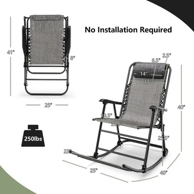 Tangkula 2-Piece Patio Folding Rocking Chair Set - Portable Outdoor Lounge Rocker 8 Tangkula 2-Piece Patio Folding Rocking Chair Set - Portable Outdoor Lounge Rocker - Image 8