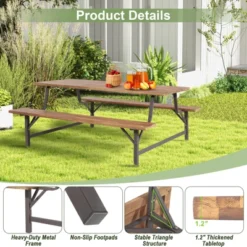 Tangkula 71" Patio Picnic Table Bench Set Outdoor Camping Table Set W/ Acacia Wood Tabletop & Seat 2" Umbrella Hole 14 Tangkula 71" Patio Picnic Table Bench Set Outdoor Camping Table Set W/ Acacia Wood Tabletop & Seat 2" Umbrella Hole -Tangkula Shop GUEST d96d3110 f052 4216 9884 51f13b1a3e51
