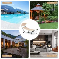 Tangkula Chaise Lounge Bed W/ Detachable Sunshade Canopy Hammock W/ Rustproof Metal Stand -Tangkula Shop GUEST d97cc122 cf00 440d 9bb1 baa9f8624399