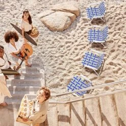 Tangkula 4-Piece Folding Webbing Beach Chair Set - Lightweight Blue Camping & Lawn Seats