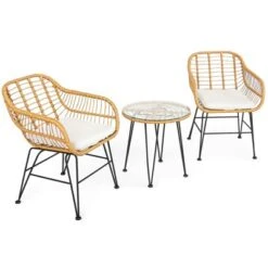 Tangkula 3 Pieces Patio Furniture Set W/Tempered Glass Coffee Table Set For Garden And Backyard White/Red/Turquoise/Grey/Black Cushions 20 Tangkula 3 Pieces Patio Furniture Set W/Tempered Glass Coffee Table Set For Garden And Backyard White/Red/Turquoise/Grey/Black Cushions -Tangkula Shop GUEST d9b35093 e6e3 4ef1 918b 9904d8282a29