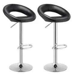Tangkula Set Of 2 PU Leather Bar Stools Adjustable Kitchen Counter Chairs Black -Tangkula Shop GUEST d9bb4e45 ff00 421b 950b 1f38b1541fac