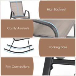 Tangkula Set Of 2 Metal Rocking Chair Heavy-Duty Rocker Outdoor Anti-Slip Brown Patio -Tangkula Shop GUEST d9cc0ff8 9e67 4ab7 92e6 3d84347da5bc