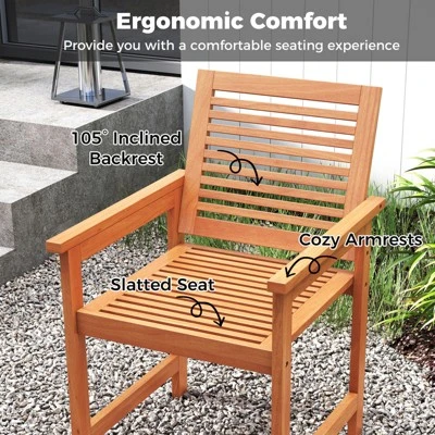 Tangkula Patio Chairs Set of 4 - Solid Wood Outdoor Dining Chairs with Ergonomic Backrest 7 Tangkula Patio Chairs Set of 4 - Solid Wood Outdoor Dining Chairs with Ergonomic Backrest - Image 7