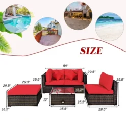 Tangkula 5-Piece Rattan Sectional Sofa Set: Modular Outdoor Patio Furniture with Red Cushions 15 Tangkula 5-Piece Rattan Sectional Sofa Set: Modular Outdoor Patio Furniture with Red Cushions -Tangkula Shop GUEST d9e976e2 f0c6 4bbb aa3e 3d809f18534e