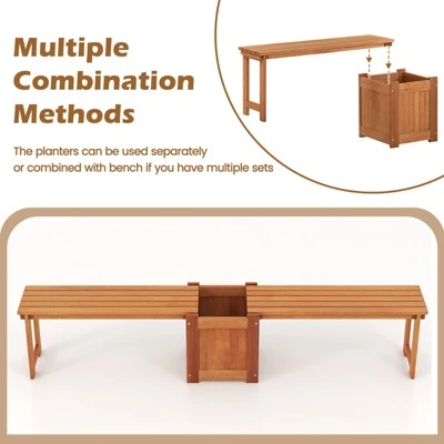 Tangkula 2-in-1 Wooden Garden Bench with Integrated Planter Box 6 Tangkula 2-in-1 Wooden Garden Bench with Integrated Planter Box - Image 6