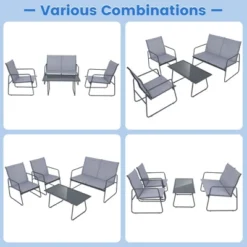 Tangkula 4PCS Metal Outdoor Conversation Set Patio Furniture Set W/ Glass Table -Tangkula Shop GUEST da094b61 22b5 488f a8c7 406cf2164561