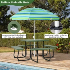 Tangkula 8-Person Square Outdoor Picnic Table Set with 4 Integrated Benches -Tangkula Shop GUEST da2f15cc 76d6 4a7a 98d8 75a6e2d24aac