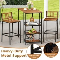 Tangkula 3-Piece Outdoor Patio Bar Set with Acacia Wood & 3-Tier Storage Shelf -Tangkula Shop GUEST da48c2a0 faf7 4b19 a91a de8d6feabb71