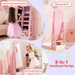 Tangkula Kids Jewelry Cabinet W/ Full-Length Mirror Foldable Drawer Anti-toppling System -Tangkula Shop GUEST dae2db9d 638c 469c 8675 f3bfa70730a8