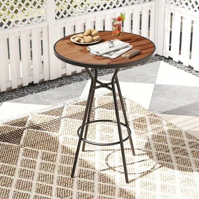 Tangkula 3 PCS Patio Bistro Set Round Table W/ 1.6" Umbrella Hole & 2 Stools Metal Frame 3 Tangkula 3 PCS Patio Bistro Set Round Table W/ 1.6" Umbrella Hole & 2 Stools Metal Frame - Image 3