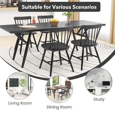 Tangkula Dining Chairs Set Of 4 Farmhouse Kitchen Chair W/ Rubber Wood Frame Wide Seat 6 Tangkula Dining Chairs Set Of 4 Farmhouse Kitchen Chair W/ Rubber Wood Frame Wide Seat - Image 6