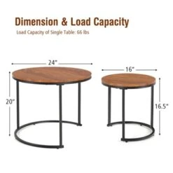 Tangkula 2PCS Stacking Metal Legs Modern Side Round Nesting Coffee Table W/ Wooden Tabletop For Living Room Rustic Brown/Brown 11 Tangkula 2PCS Stacking Metal Legs Modern Side Round Nesting Coffee Table W/ Wooden Tabletop For Living Room Rustic Brown/Brown -Tangkula Shop GUEST db97e9b2 e09d 4be5 8afb 49a2188545c8