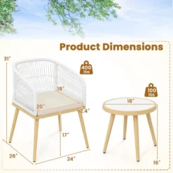 Tangkula 3-Piece Outdoor Patio Bistro Set with PE Wicker Conversation Chairs and Glass Table -Tangkula Shop GUEST db9ce333 5ab6 4fa6 9e93 b3144a5b10a2