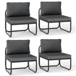 Tangkula Patio Chairs Set Of 4 W/ Removable Cushions Heavy Duty Metal Frame Poolside -Tangkula Shop GUEST dbafd623 0071 418b 8ea8 6b333fd076e9