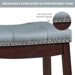 Tangkula 4 PCS Saddle Bar Stools Backless Nailhead Counter Stool With Grey Cushions White/Coffee -Tangkula Shop GUEST dc08f7d4 747a 42f3 8145 2f85bb9e8baf