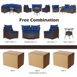 Tangkula 4-Piece Rattan Outdoor Furniture Set with Navy Cushions & Coffee Table 9 Tangkula 4-Piece Rattan Outdoor Furniture Set with Navy Cushions & Coffee Table -Tangkula Shop GUEST dc1fd13f 772e 4a5e a949 8cb627e94073