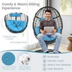 Tangkula Hanging Hammock Chair Egg Swing Chair W/ Blue Cushion Pillow Stand 13 Tangkula Hanging Hammock Chair Egg Swing Chair W/ Blue Cushion Pillow Stand -Tangkula Shop GUEST dc464b6f f2e5 43b5 88bc c3337a6a1a5b
